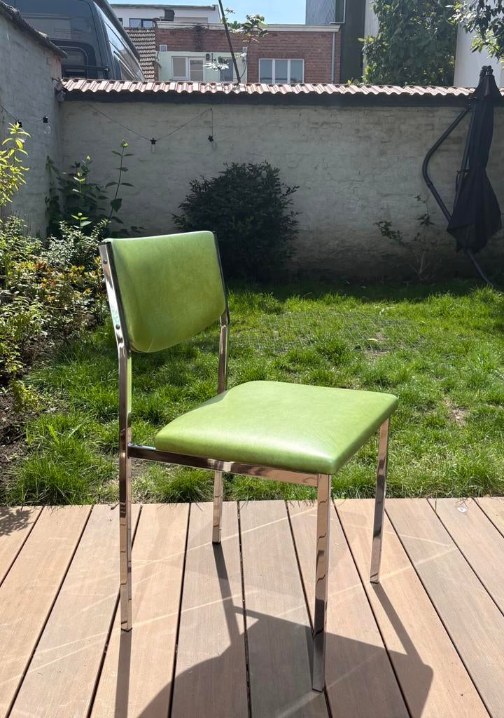 Vintage stoel skai/chroom, Huis en Inrichting, Ophalen, Zo goed als nieuw