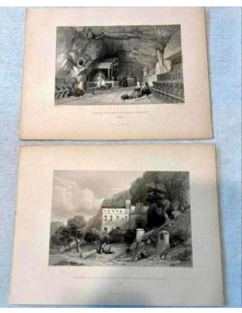 2X Antieke fotos 1839 chapel santa rosalia, shrine strosalia, Verzamelen, Foto's en Prenten, Zo goed als nieuw, Foto, Gebouw, Voor 1940
