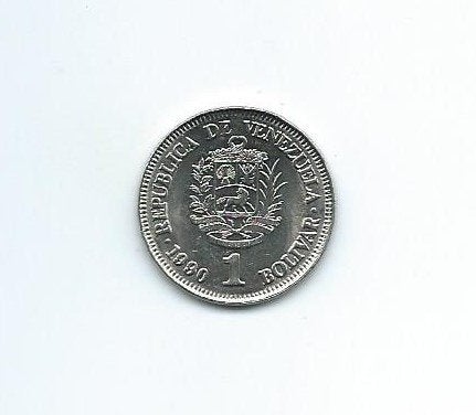 Venezuela, 1 Bolivar 1990., Postzegels en Munten, Munten | Amerika, Ophalen of Verzenden, Zuid-Amerika, Losse munt