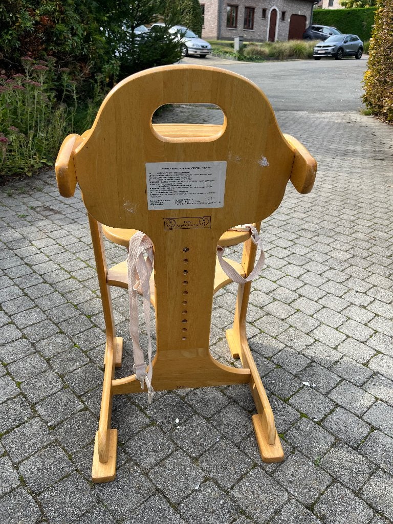 houten eetstoel peuter, Kinderen en Baby's, Ophalen, Zo goed als nieuw, Meegroeistoel, Gordel(s)