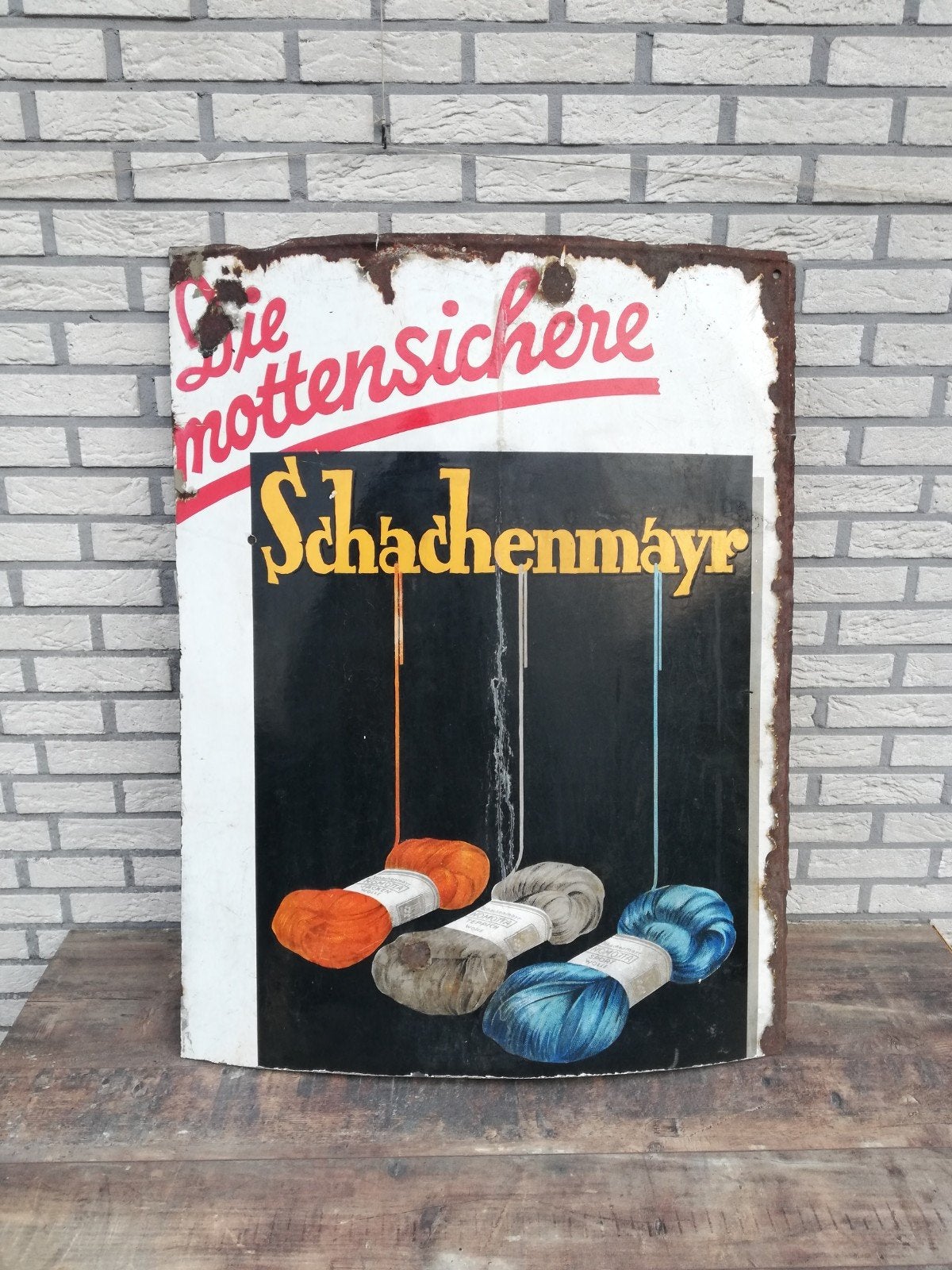 Duits emaille bord Schachenmayr wol, Ophalen