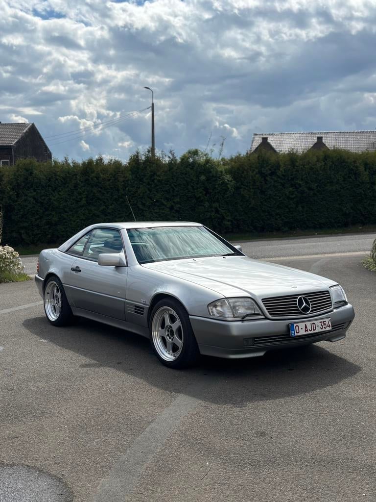Mercedes 300Sl R129, Auto's, Achterwielaandrijving, Zwart, Cabriolet, Lederen bekleding