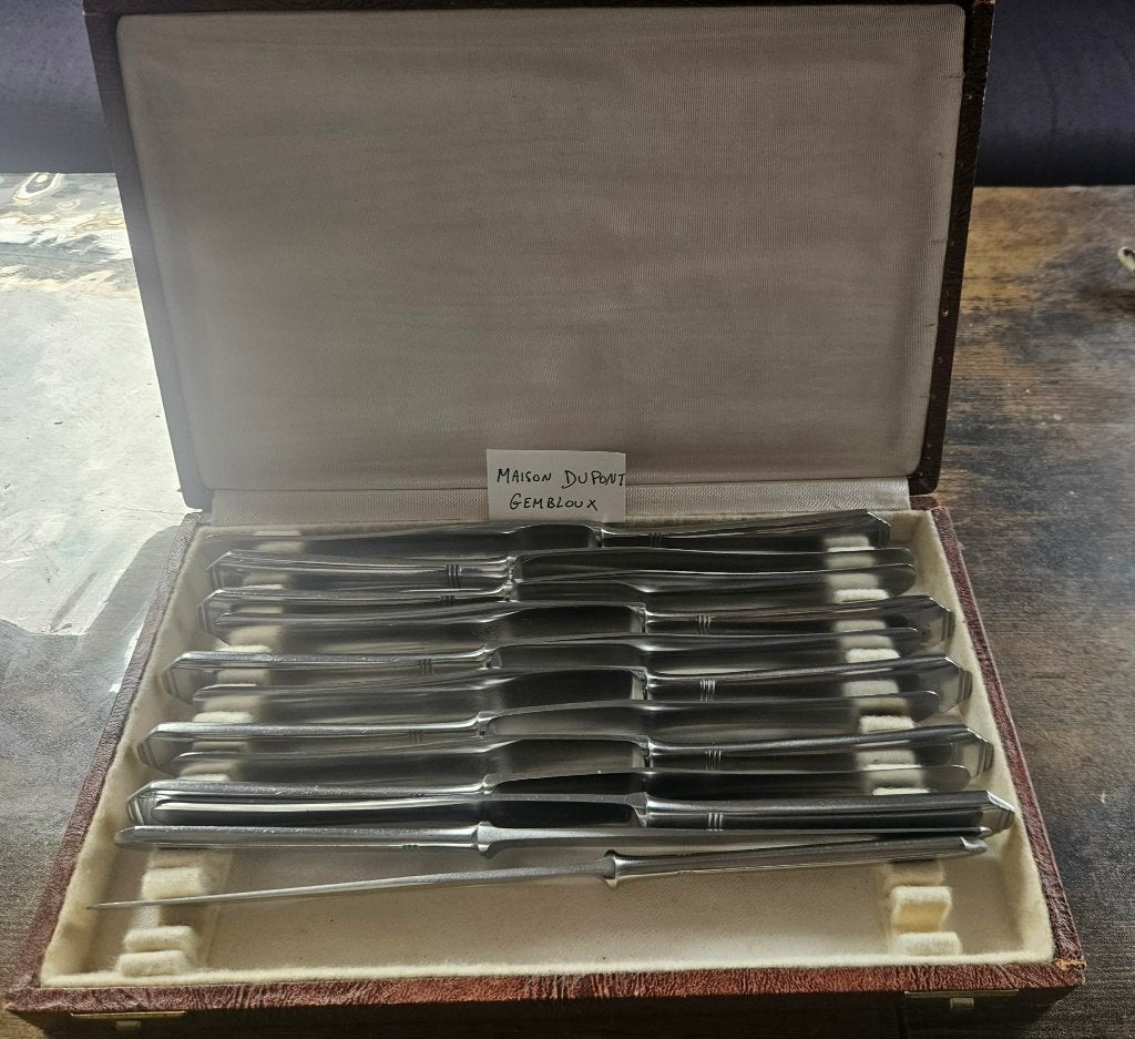 Coffret 12 couteaux Maison Dupont Gembloux Inox Vintage, Enlèvement ou Envoi