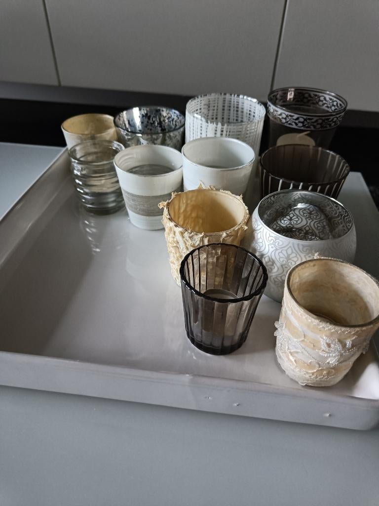 groep van 12 diverse theelichtjes, Ophalen, Zo goed als nieuw, Kandelaar