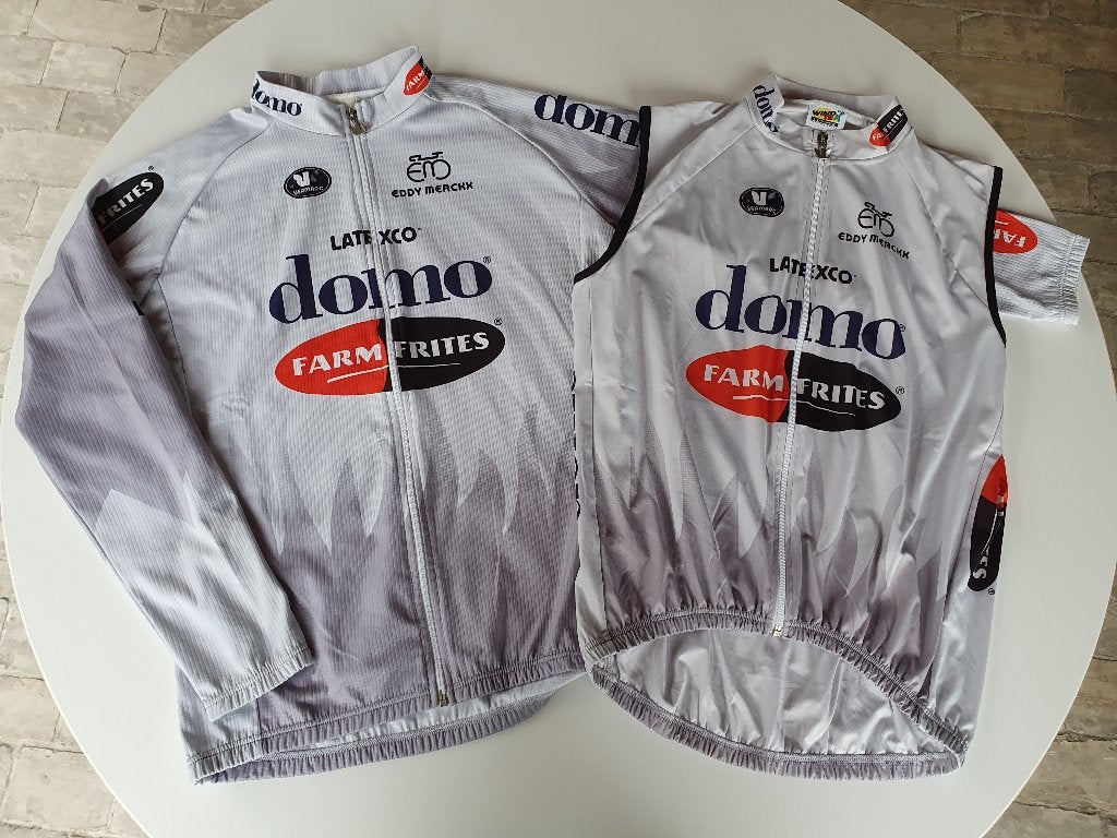 Wielertrui + windstopper Domo Farm Frites (Vermarc), Ophalen of Verzenden, Gebruikt, Kleding