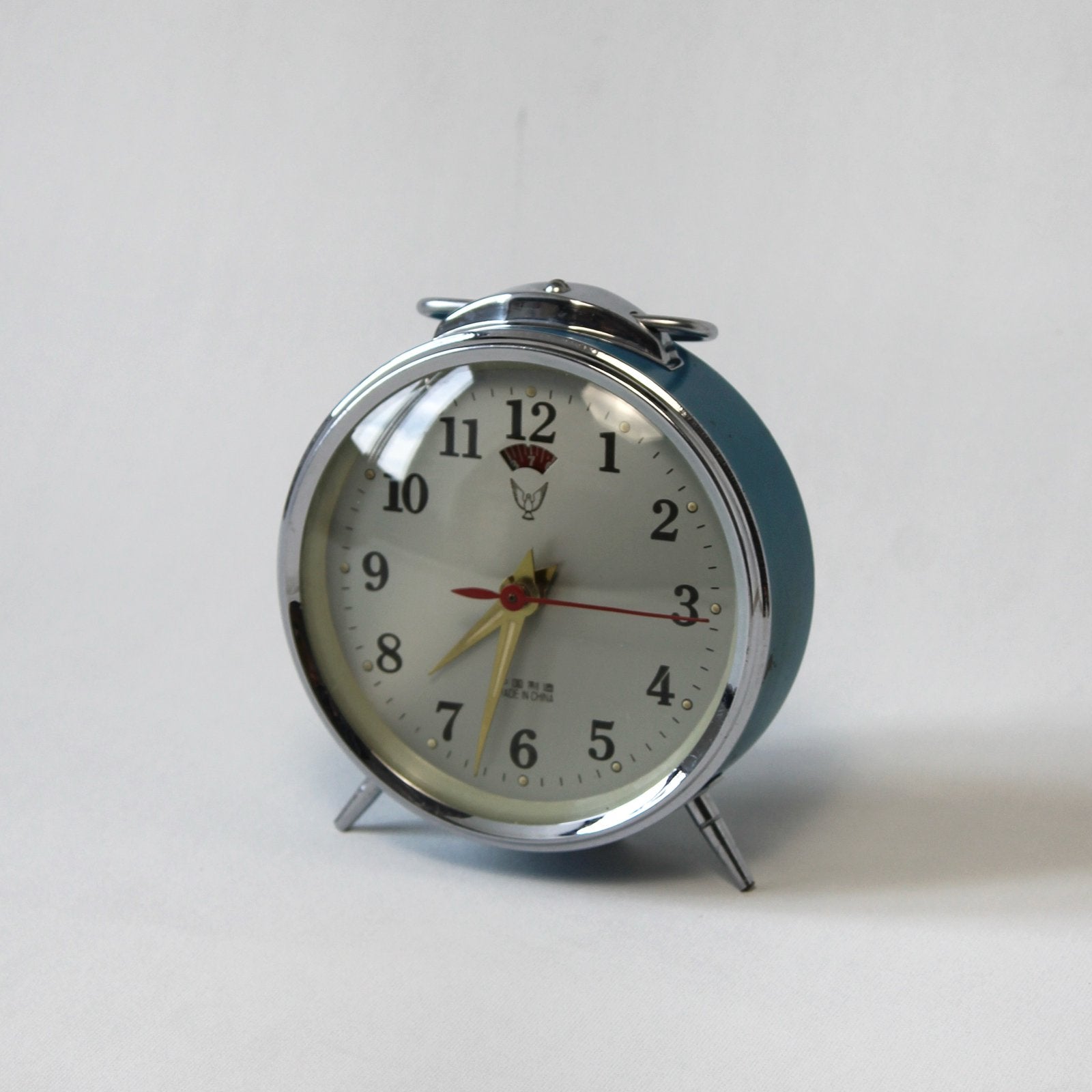 Vintage White Dove wekker / klok – Jaren 70 – Blauw, Antiek en Kunst, Antiek | Klokken, Ophalen of Verzenden