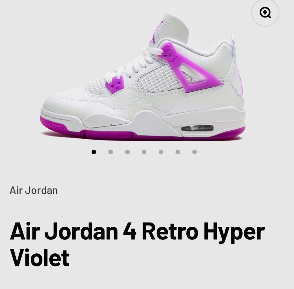 Jordan 4 Retro Hyper Violet, Ophalen, Wit, Nike, Nieuw