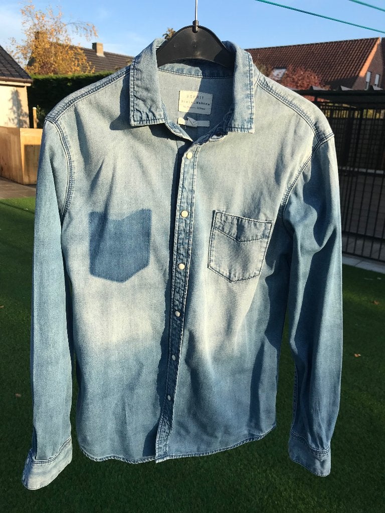 Esprit jeanshemd slim fit s, Ophalen, Blauw, Halswijdte 38 (S) of kleiner, Zo goed als nieuw