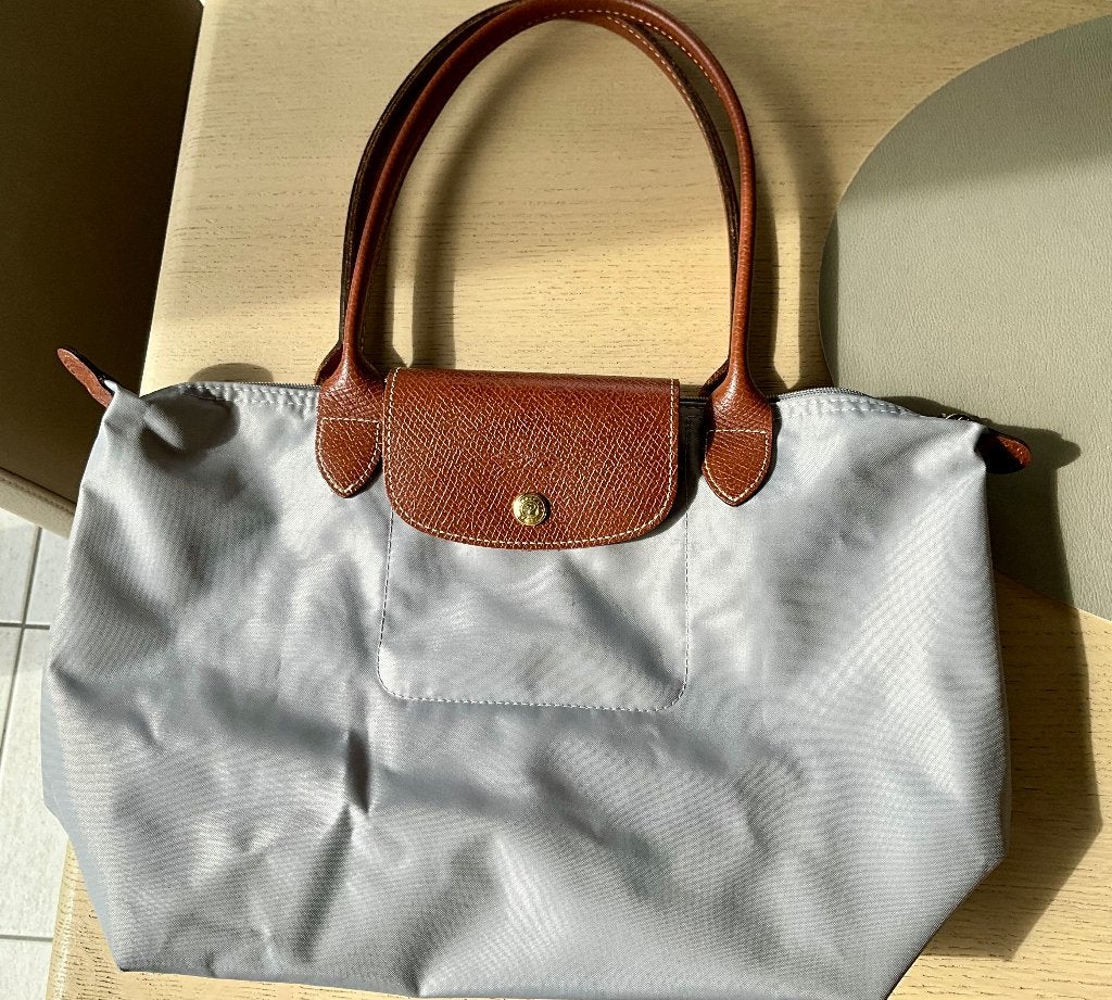 Longchamp handtas pliage origineel goede staat, Ophalen, Gebruikt, Grijs, Handtas