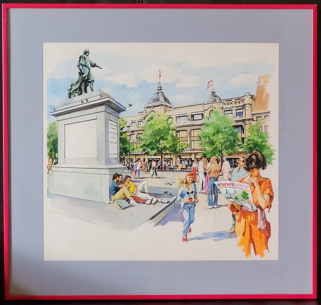 Aquarelle Anvers, Antiquités & Art, Enlèvement, Tableau, Aquarelle, Encadré