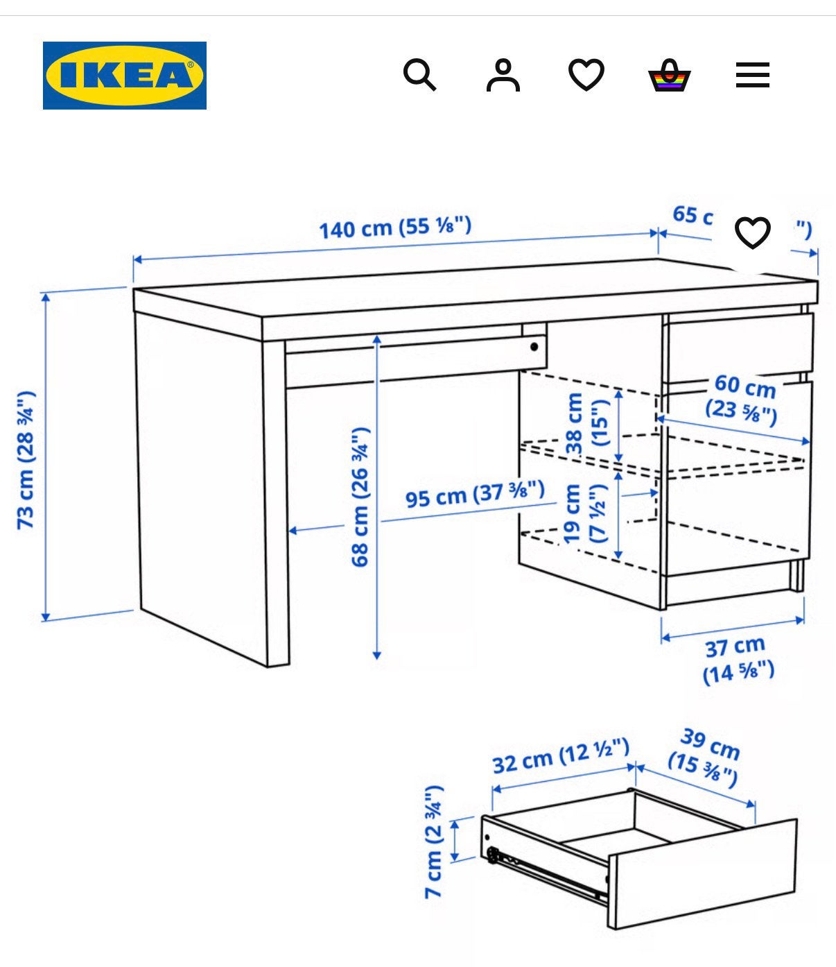 Witte IKEA MALM-bureau, Ophalen, Zo goed als nieuw, IKEA