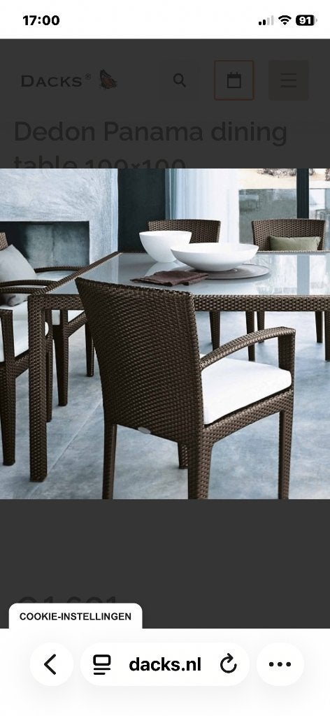 Luxe tuintafel Dedon 100x100x70, Tuin en Terras, Ophalen, Zo goed als nieuw, Vierkant