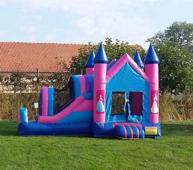 Springkasteel met glijbaan (thema Disney prinsessen) te huur, Enlèvement, Utilisé