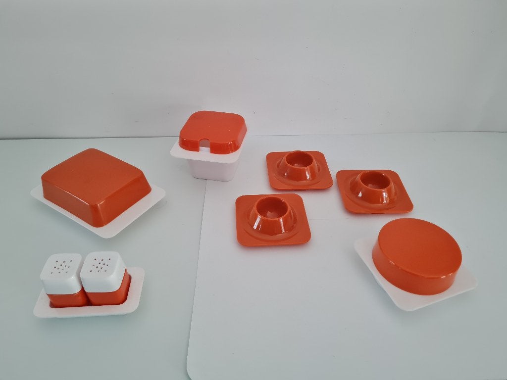 Vintage set: eierdopjes-confituurpotje-botervloot enz, Ophalen of Verzenden