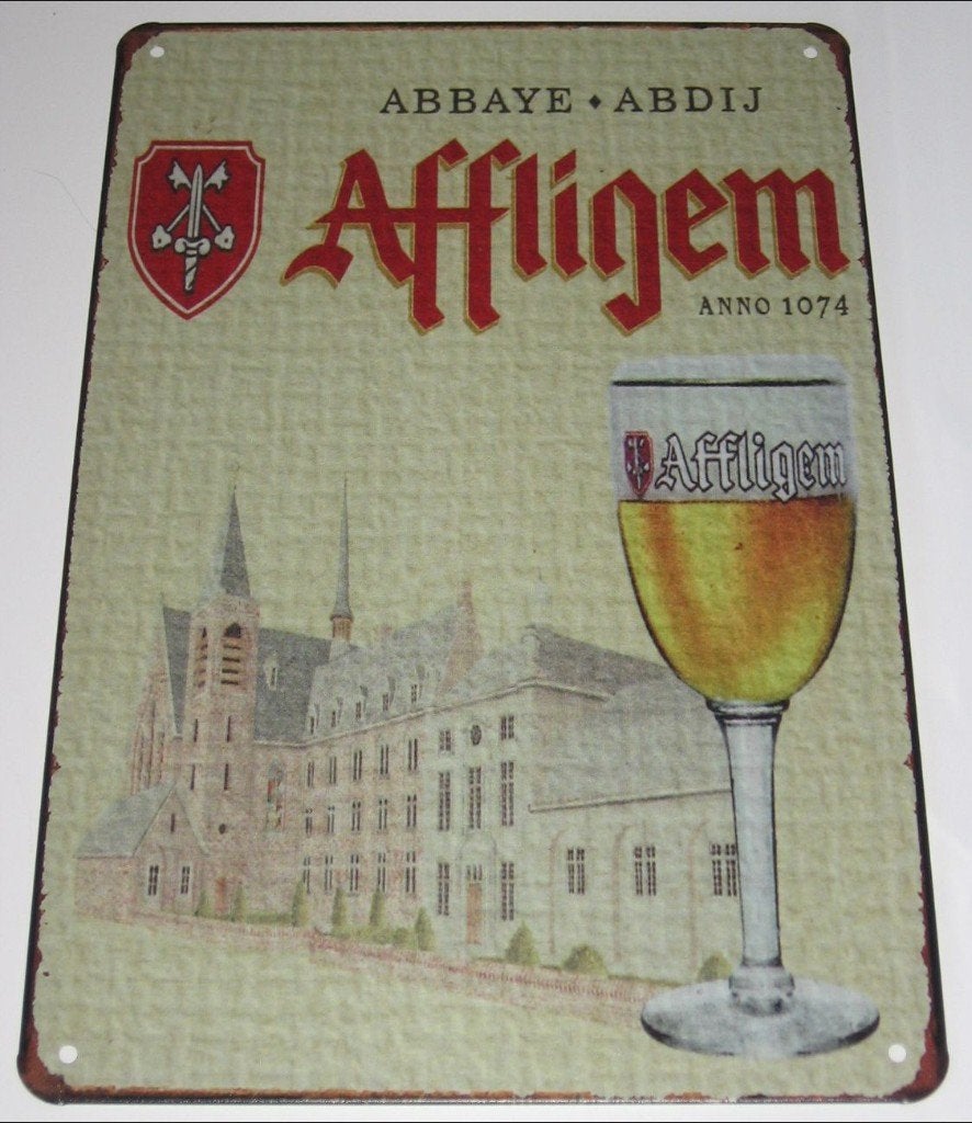 AFFLIGEM BIER : Metalen Bord Affligem Abdijbier, Collections, Marques de bière, Envoi, Neuf, Panneau, Plaque ou Plaquette publicitaire