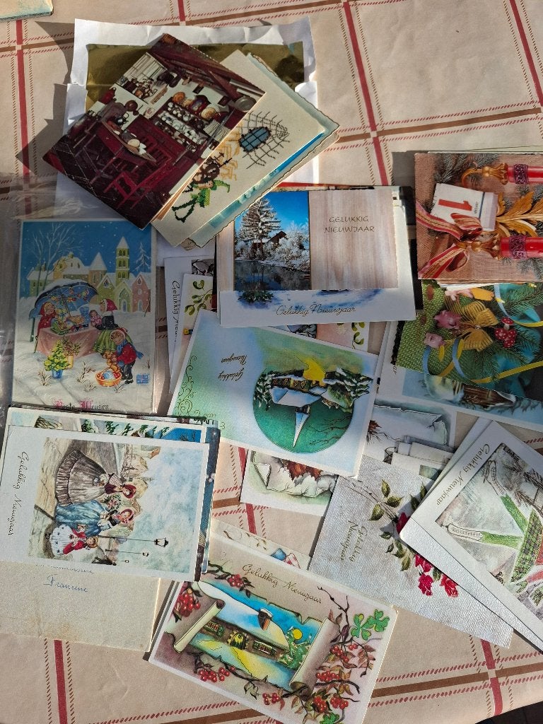 70 nieuwjaarskaarten, Diversen, Wenskaarten, Ophalen of Verzenden, Gebruikt