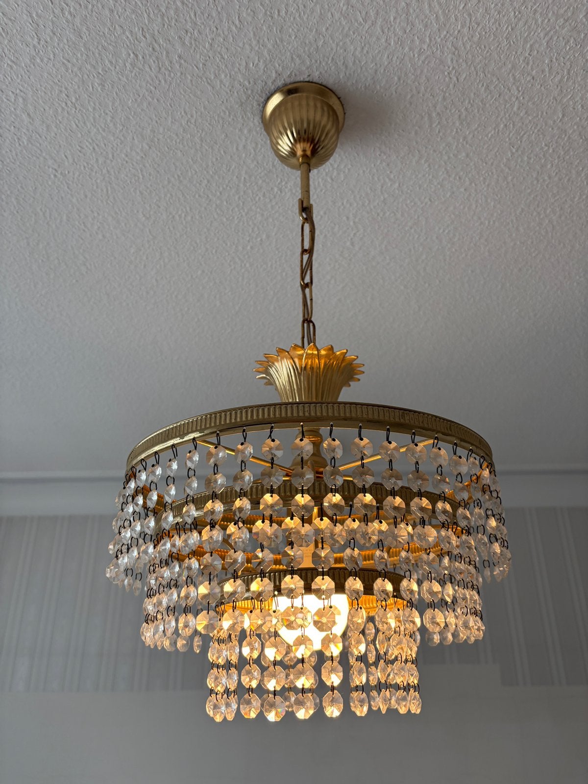 Set van 5 kristallen hanglampen, Huis en Inrichting, Lampen | Kroonluchters, Ophalen, Gebruikt