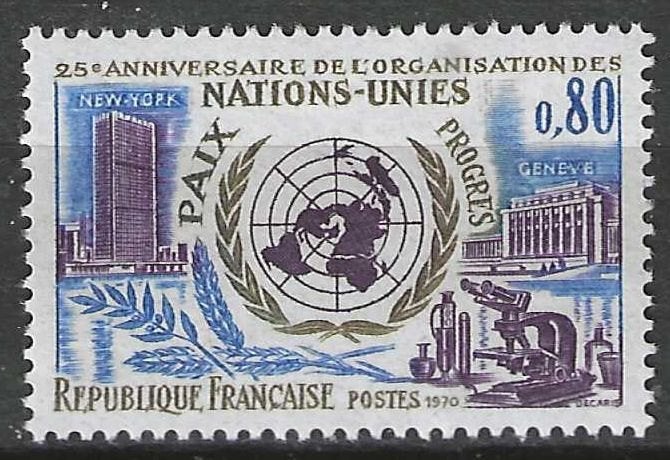 Frankrijk 1970 - Yvert 1658 - Verenigde Naties (PF), Verzenden, Postfris