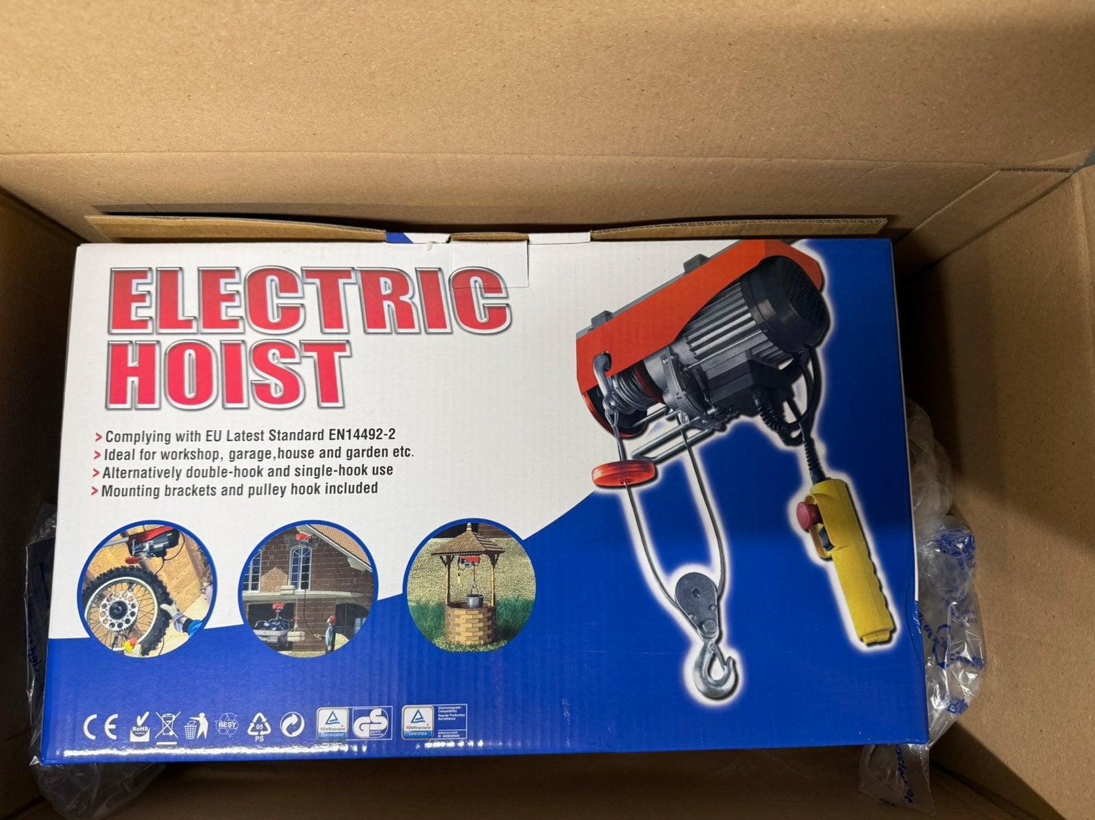 Elektrische takel 600kg   *Nieuw in doos*, Bricolage & Construction, Treuils et Palans, Enlèvement, Neuf, Électrique