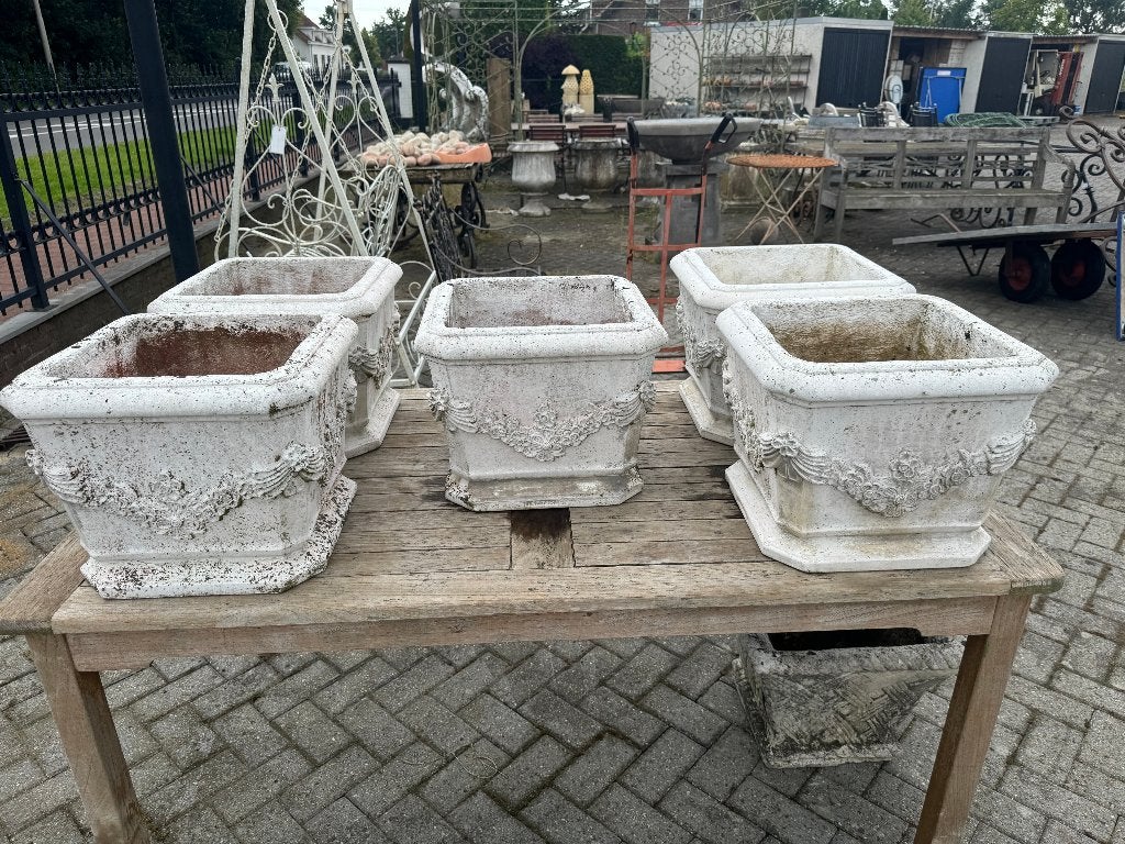 OUDE BLOEMPOT van marmercement TOPKWALITEIT BLOEMBAK, Balcon, 40 cm ou plus, Carré, Enlèvement