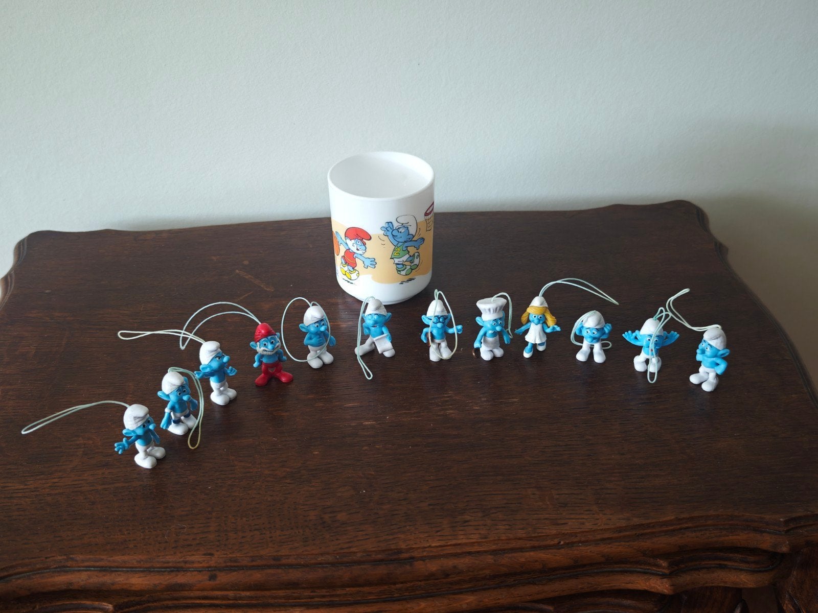 Lot Vintage Schtroumpfs : 12 Figurines + 1 Mug, Enlèvement, Schtroumpfs