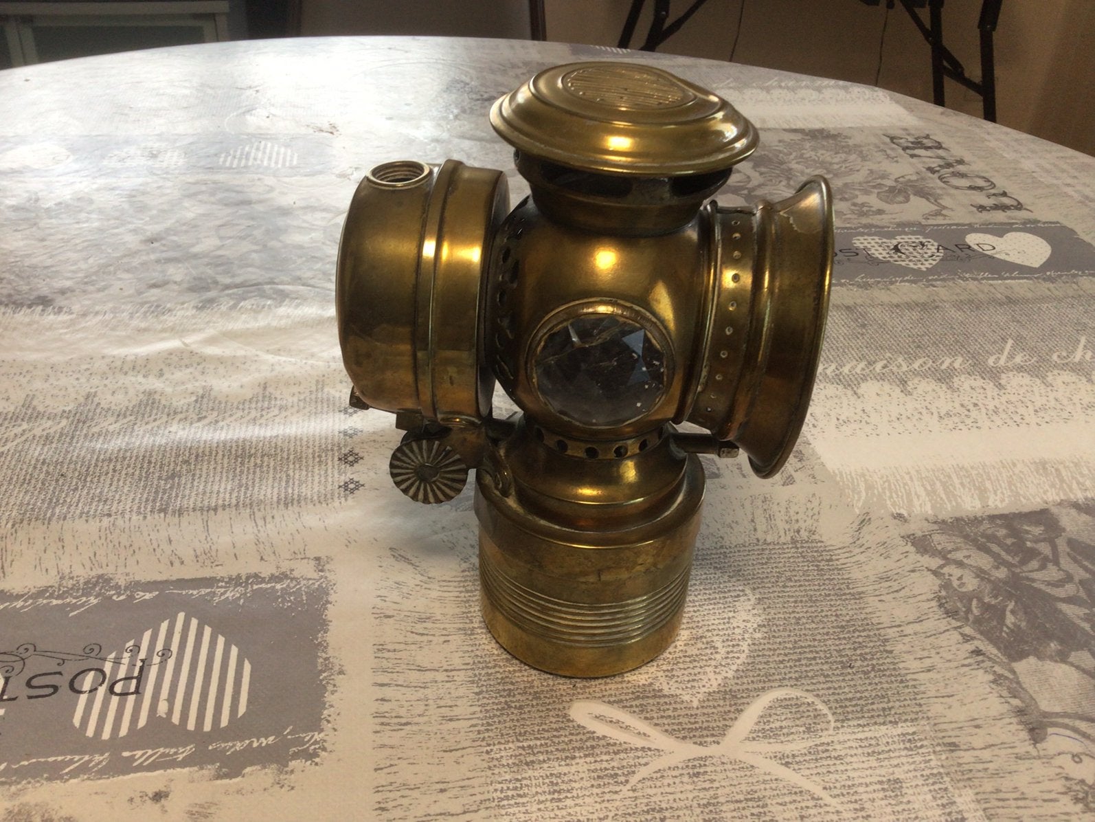 Antieke fietslamp in messing., Antiek en Kunst, Ophalen