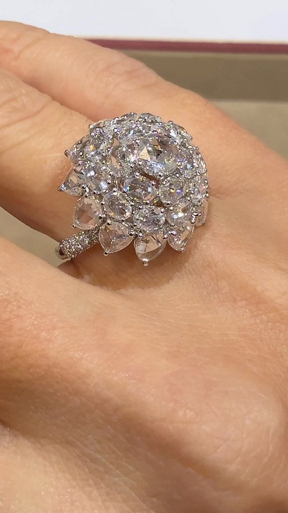 Bague cocktail neuve en diamants | 3,86 ct | or blanc 14c, Bijoux, Sacs & Beauté, Neuf, Enlèvement ou Envoi, Or, 17 à 18
