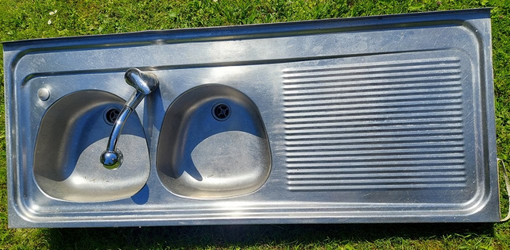 inox wasbak spoelbak, Ophalen, Gebruikt, 100 tot 150 cm, Minder dan 100 cm