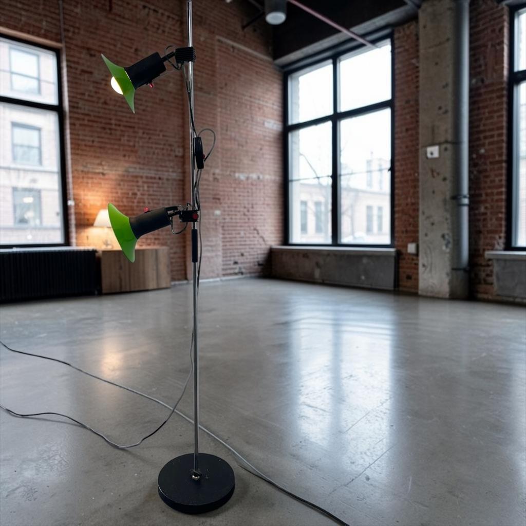 Lampe sur pied/lampadaire vintage vert/noir, Envoi