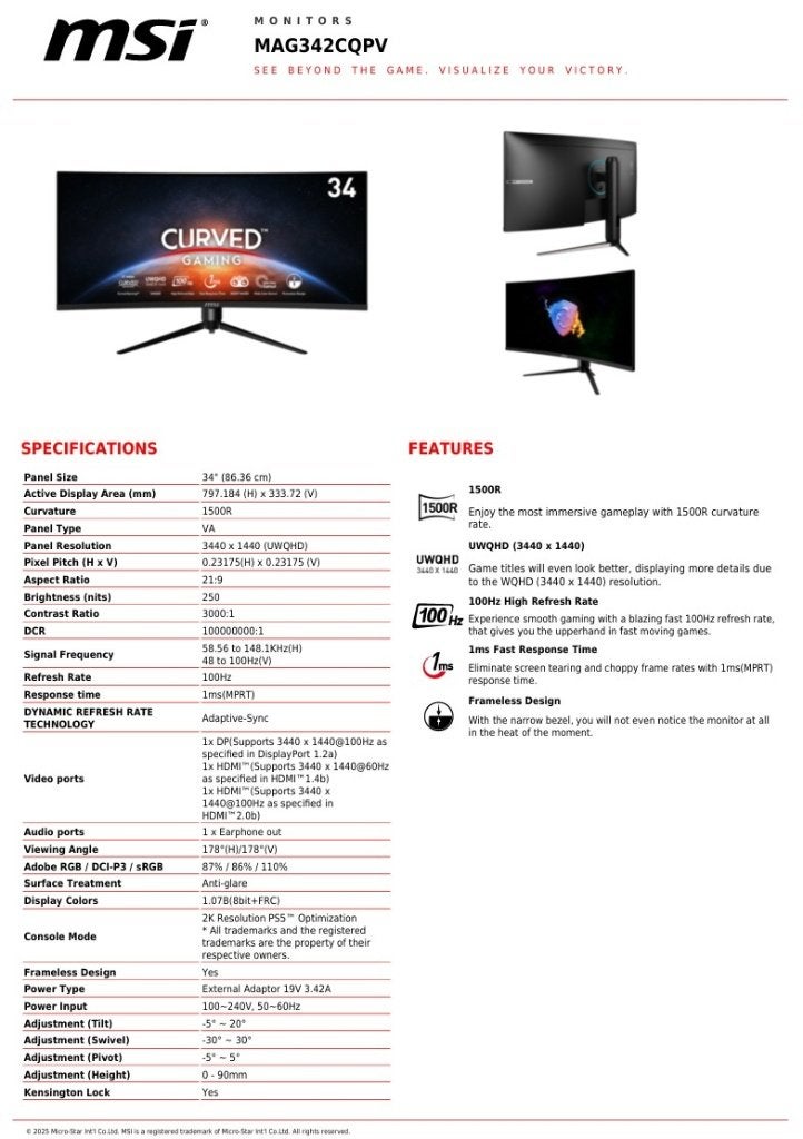 GAMING DISPLAY MSI 34 L Optix MAG342CQPV, Msi, Zo goed als nieuw, Ophalen, Gaming