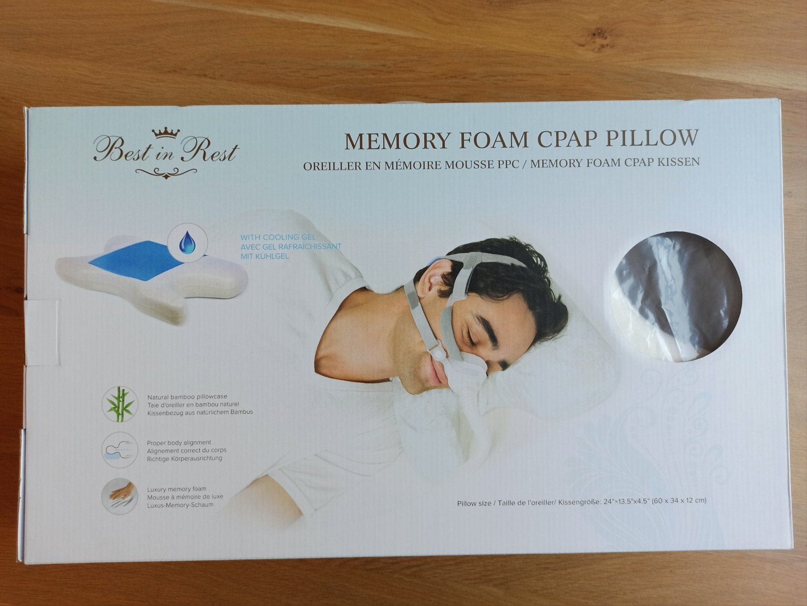 Best in Rest Memory Foam CPAP Kussen met Cooling gel, Overige merken, Wasbaar, Wit, Hoofdkussen