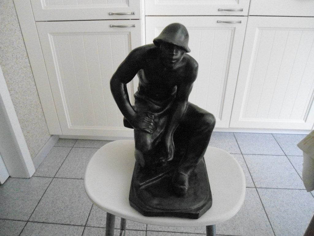 Constantin Meunier De rustende puddelaar gips., Antiek en Kunst, Kunst | Beelden en Houtsnijwerken, Ophalen, Gips, Gepatineerd