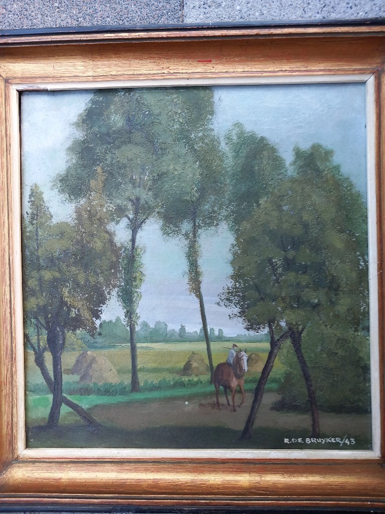 Peinture de R.De Bruyker 1943, Antiquités & Art, Art | Peinture | Classique, Enlèvement ou Envoi, Paysage, Signé, Toile