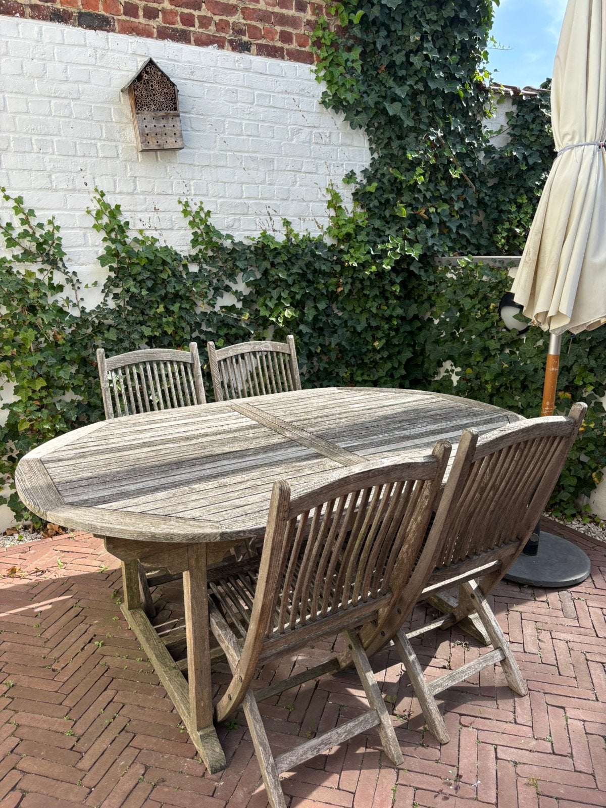 Table et chaises de jardin en teck, Jardin & Terrasse, Table à dinner, Salons de jardin, Utilisé, 6 places