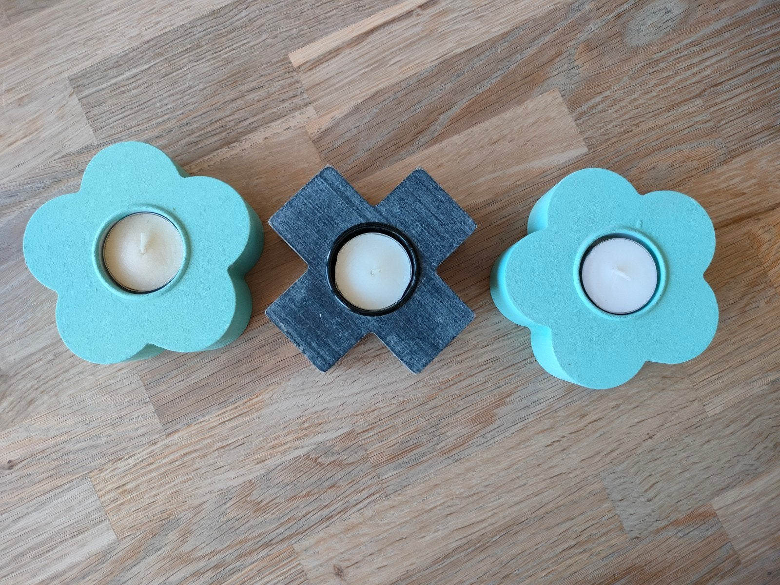3 houten theelichthouders, Ophalen, Zo goed als nieuw, Hout, Kaars