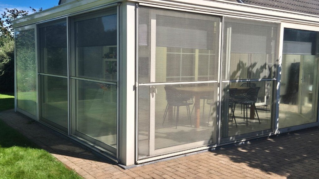 Ruime maatwerk hoekserre met overkapping van 10 meter, Tuin en Terras, Ophalen, Gebruikt, Serre