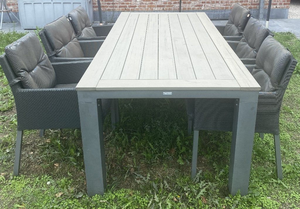 GRATIS Flores tuintafel + 6 tuinstoelen, Tuin en Terras, Tuinstoelen, Ophalen, Gebruikt, Metaal