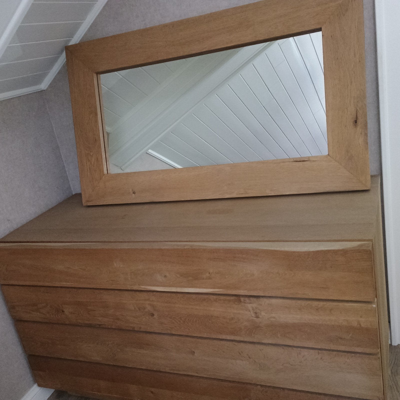 Mooie eikenhouten commode met spiegel, Ophalen, 100 tot 150 cm, Eikenhout, Zo goed als nieuw