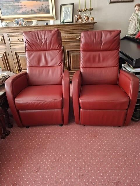 lederen relax eenpersoonszetels, Huis en Inrichting, Ophalen, Minder dan 75 cm, Leer, Zo goed als nieuw