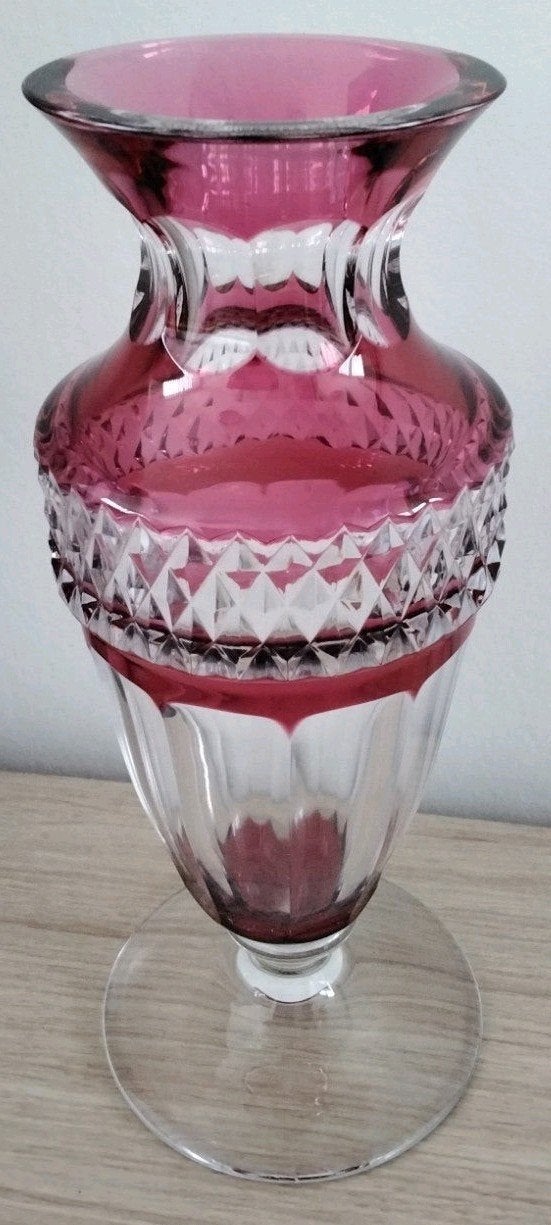 Vase en cristal Val St Lambert modèle GARY hauteur 25 cm, Antiquités & Art, Enlèvement ou Envoi