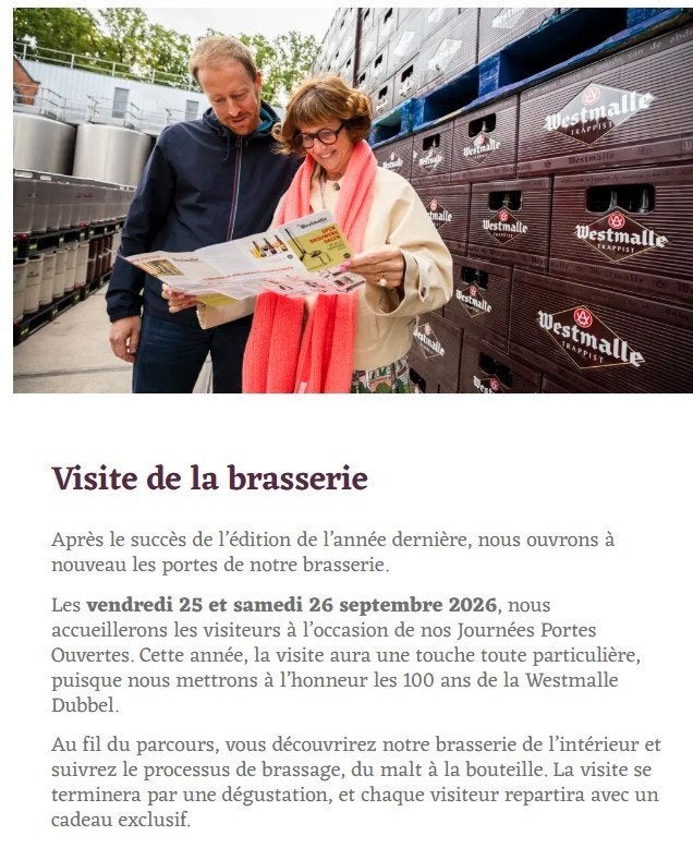 Journée portes ouvertes Brasserie Westmalle, Tickets & Billets, Deux personnes