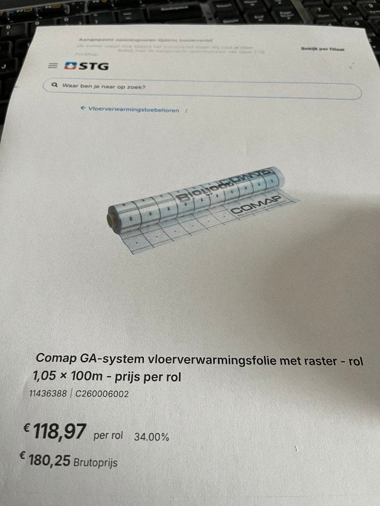 COMAP vloerverwarmings folie, Doe-het-zelf en Bouw, Ophalen, Nieuw, Overige typen