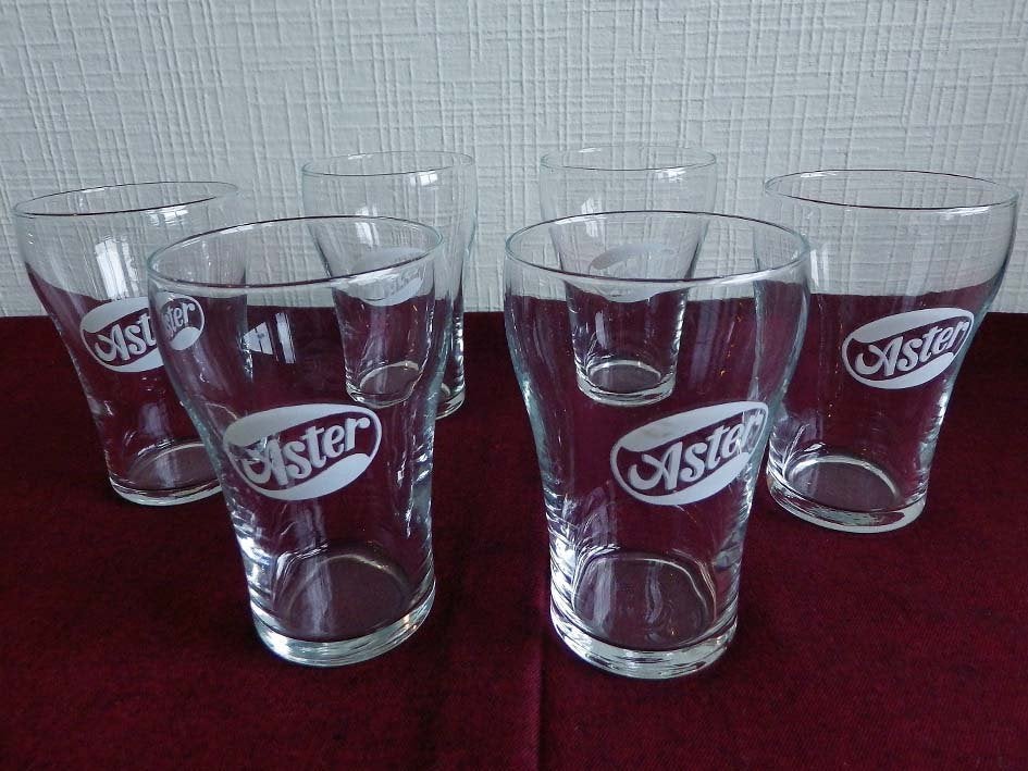 Vintage-Set van 6 ASTER-Glazen., Ophalen, Nieuw, Frisdrankglas