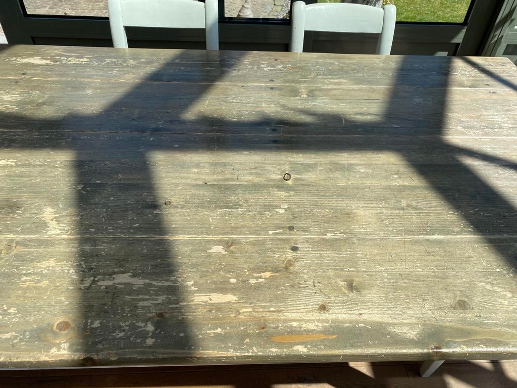Houten tafel met 6 stoelen te koop., Landelijk, Enlèvement, Cinq, Six Chaises ou plus, Utilisé