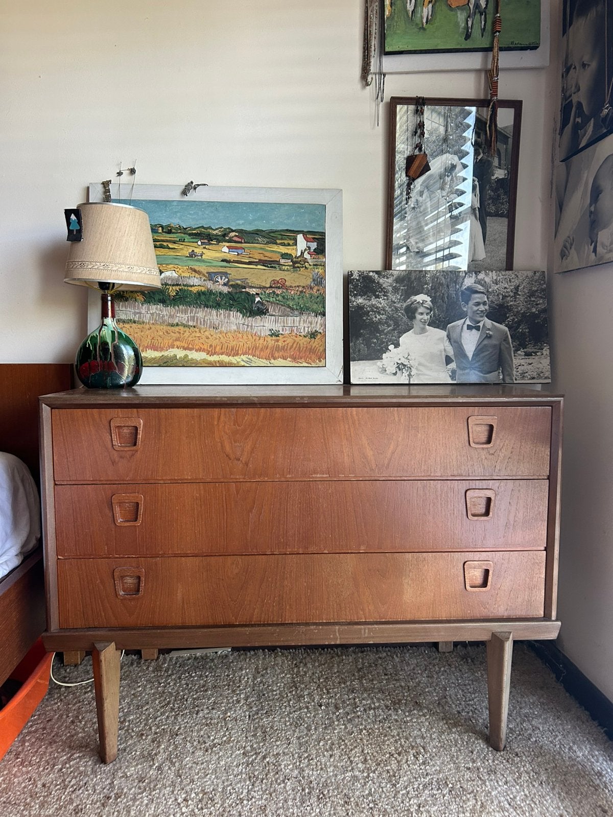 Vintage mid century dressoir slaapkamer, Huis en Inrichting, Ophalen, Gebruikt, Teakhout, Vintage 60