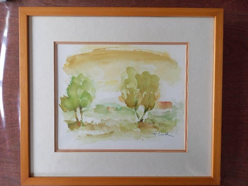aquarel landschap, Antiquités & Art, Art | Peinture | Classique, Aquarelle, Paysage, Enlèvement, Impressionniste
