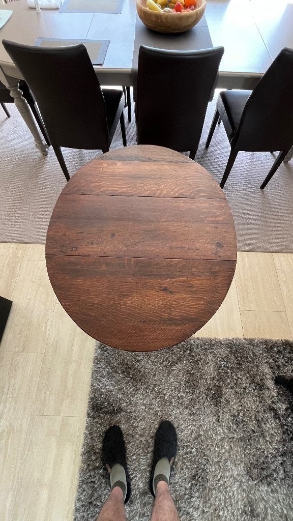 Antieken bijzettafel / wandtafel in eik, Klassiek tijdloos, Enlèvement, Utilisé, 75 cm ou plus