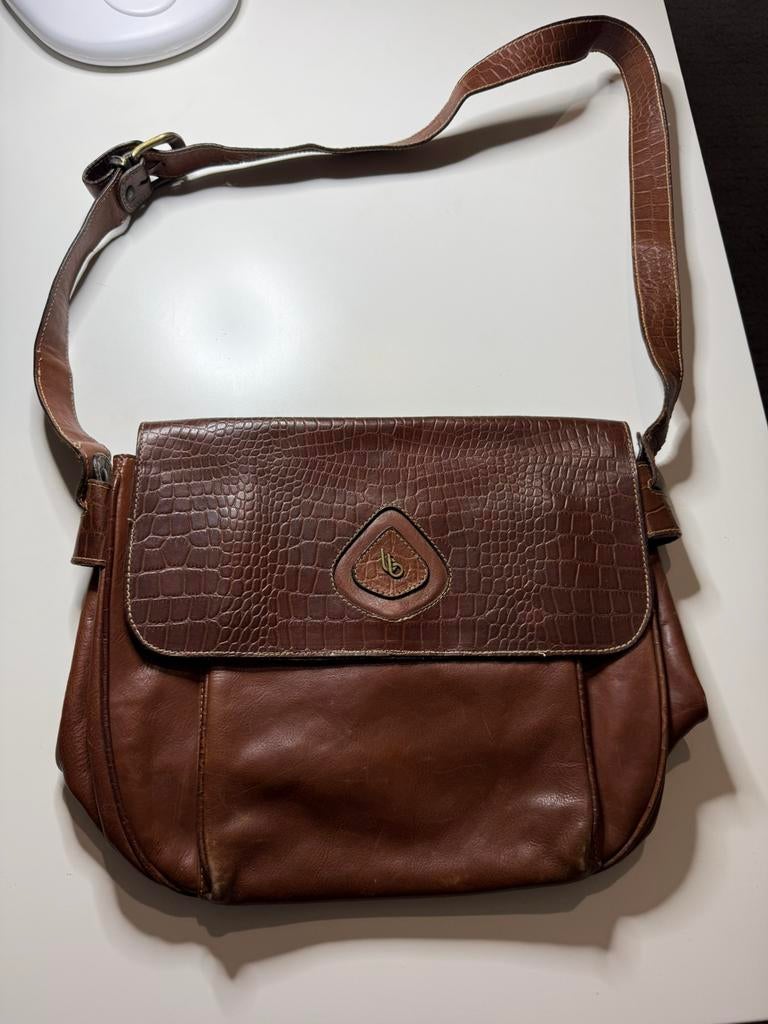 Vintage tas dames Bettina bruin leder, Ophalen, Zo goed als nieuw, Bruin