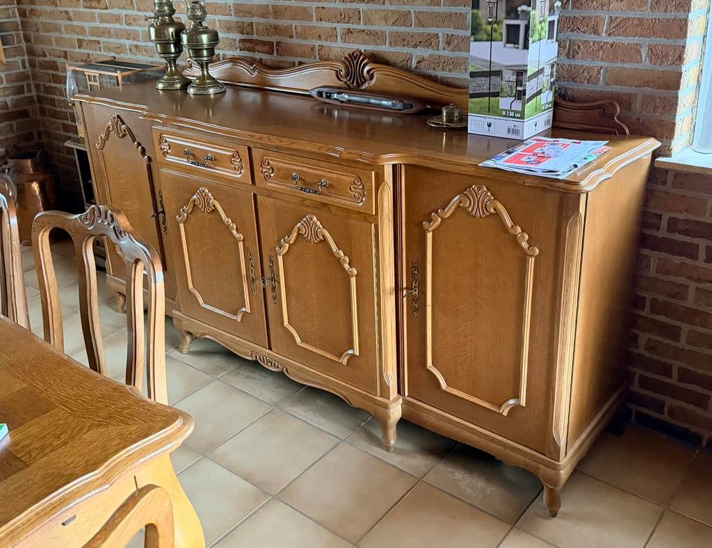 Buffet et vitrine en bois vintage massif, Enlèvement, Utilisé