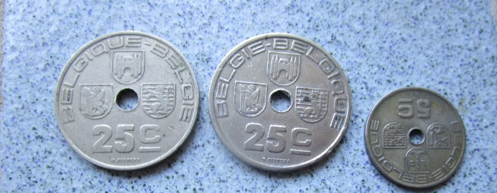 4 X 25 en 1 X 5 Belgische ct (Leopold) '1938-39-40-43-46, Postzegels en Munten, Munten | België, Ophalen, Overig, Losse munt